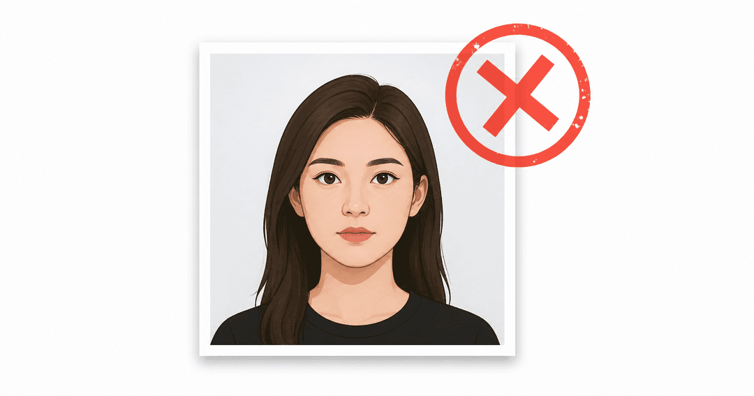 Passport photo marked as rejected with a red cross