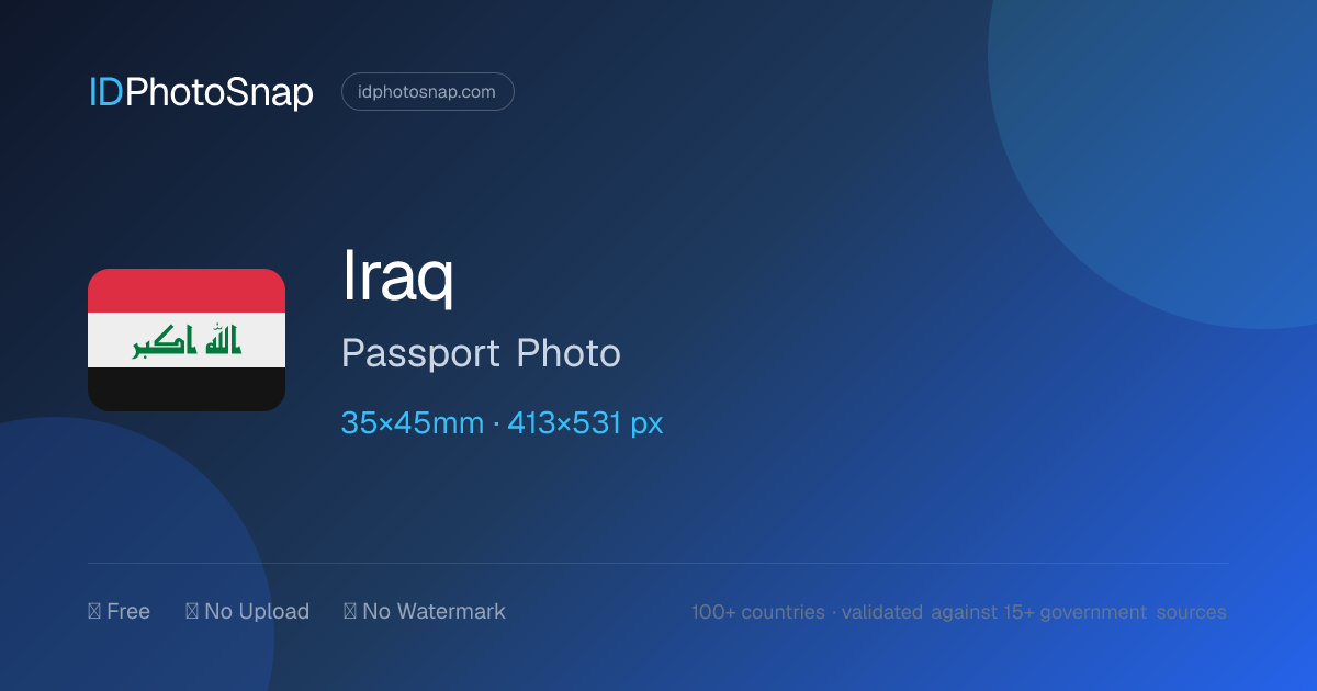 Iraq Passport Photo 2026 (35x45mm, ICAO-Compliant)